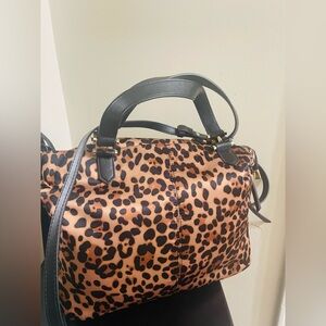 Leopard Print Women's Bag with Black Accents